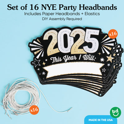 Hello New Year’s Eve Resolution Party Headbands - 16 Ct