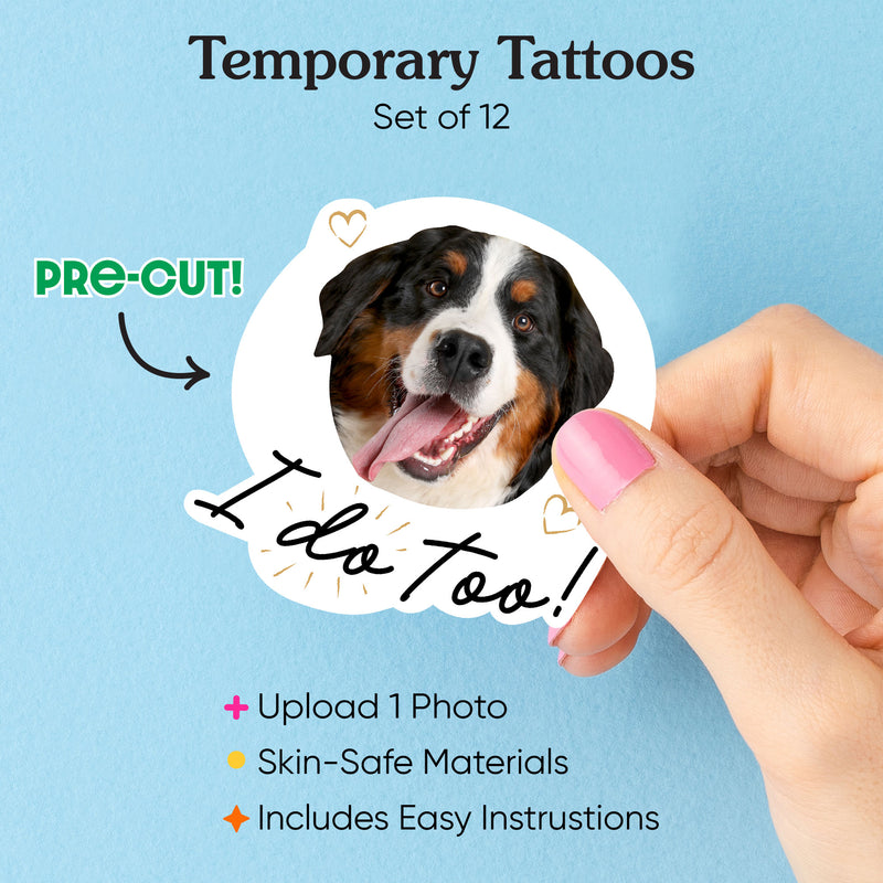 Custom I Do Too Wedding Temporary Tattoos - 12 Ct