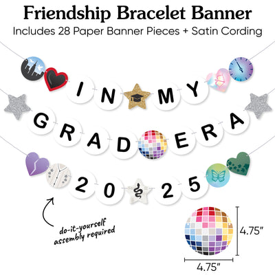 In My Grad Era 2025 Banner, Eras Graduation Party Decorations, Large Grad Friendship Bracelet Banners, 28 Pieces