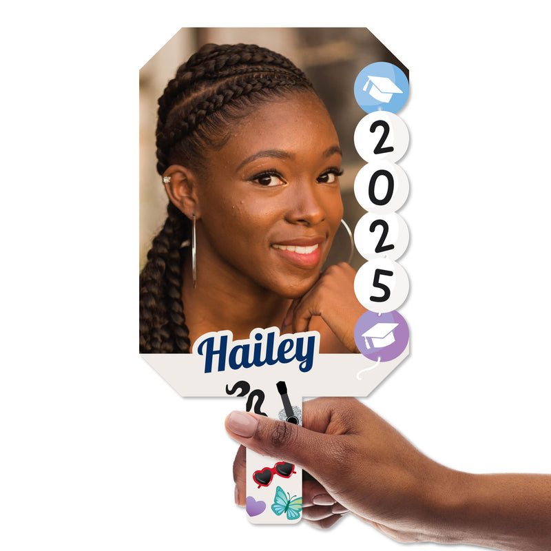 Big Dot of Happiness Custom In My Grad Era Photo Paddles, Class of 2025 Face Fans with Handles, Personalized Grad Big Head on Stick, Graduation Face Cutouts, Party Photo Booth Props 1pc