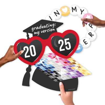 In My Grad Era - Grad Cap, Heart Glasses and Friendship Bracelet Decorations - Graduation Party Large Photo Props - 3 Pc