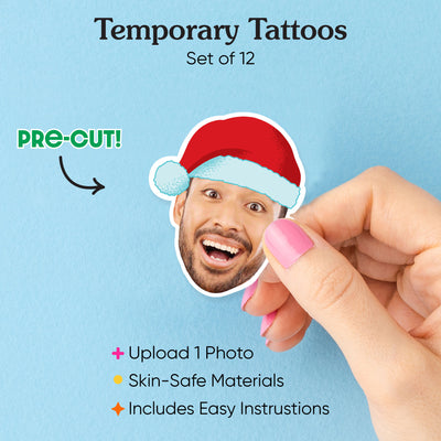 Custom Santa Hat Temporary Tattoos - 12 Ct