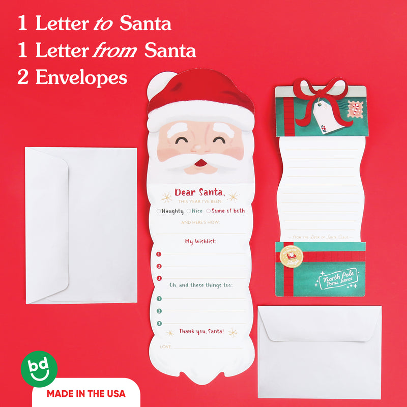 Letters to Santa Kit, Christmas Wish List, Kids Santa Claus Letter, Letter from Santa, 2 Envelopes,1 Letter to Santa, 1 Letter from Santa