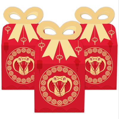 Lunar New Year - Square Favor Gift Boxes - 2024 Year of the Snake Bow Boxes - Set of 12