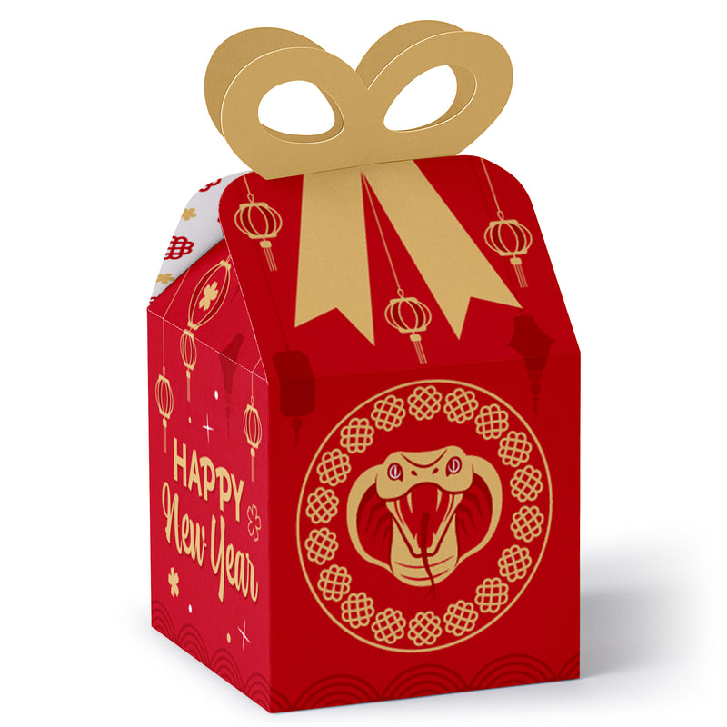 Lunar New Year - Square Favor Gift Boxes - 2024 Year of the Snake Bow Boxes - Set of 12