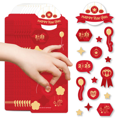 Lunar New Year - 2025 Year of the Snake Favor Kids Stickers - 16 Sheets - 256 Stickers