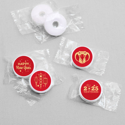 Lunar New Year - 2025 Year of the Snake Round Candy Sticker Favors - Labels Fit Chocolate Candy (1 sheet of 108)