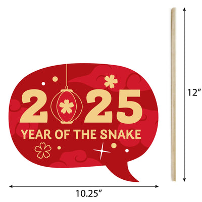 Lunar New Year - 2025 Year of the Snake Photo Booth Props Kit - 20 Count