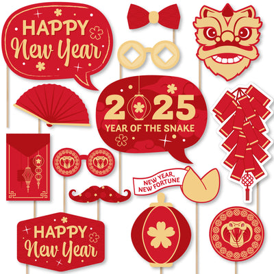 Lunar New Year - 2025 Year of the Snake Photo Booth Props Kit - 20 Count