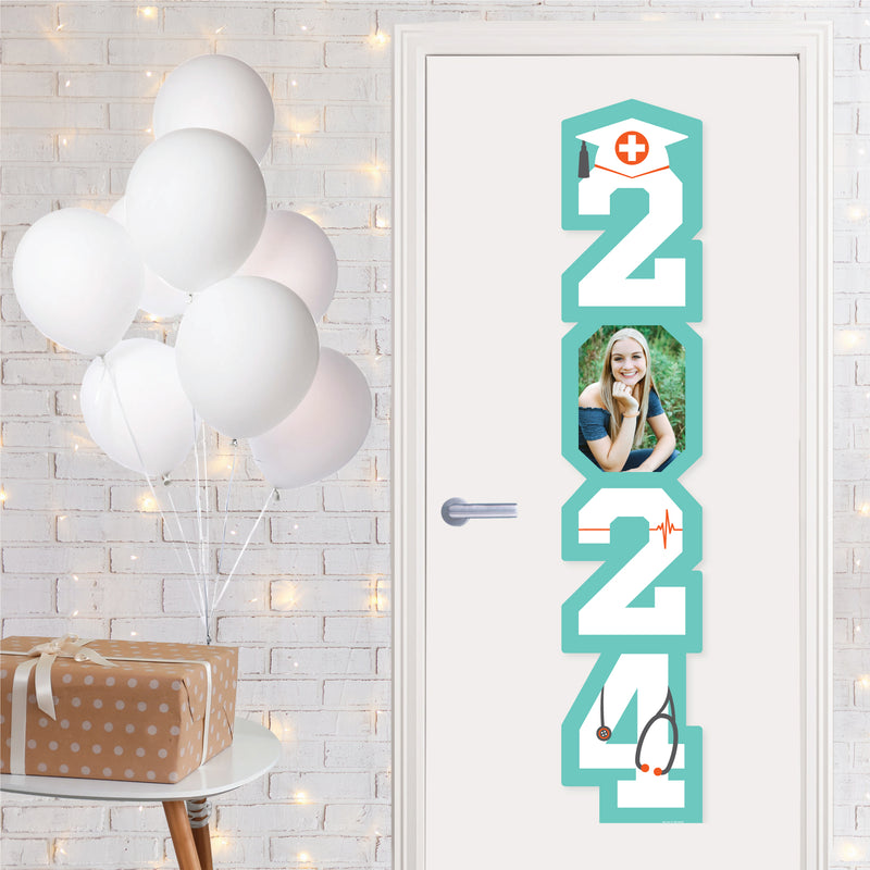 Medical School Grad - Custom 2024 Doctor Graduation Party Vertical Decoration - Photo Shaped Banner