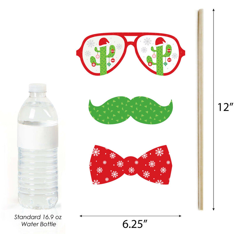 Merry Cactus - Christmas Cactus Party Photo Booth Props Kit - 20 Count