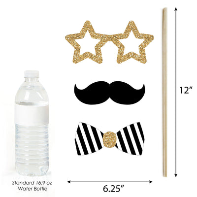 New Year's Eve - Gold - 2025 New Year's Eve Party Photo Booth Props Kit - 20 Count