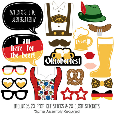 Oktoberfest - Beer Festival Photo Booth Props Kit - 20 Count