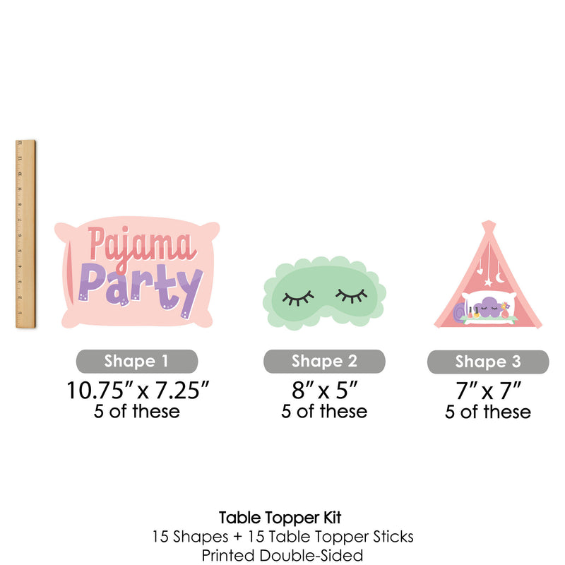 Pajama Slumber Party - Girls Sleepover Birthday Party Centerpiece Sticks - Table Toppers - Set of 15