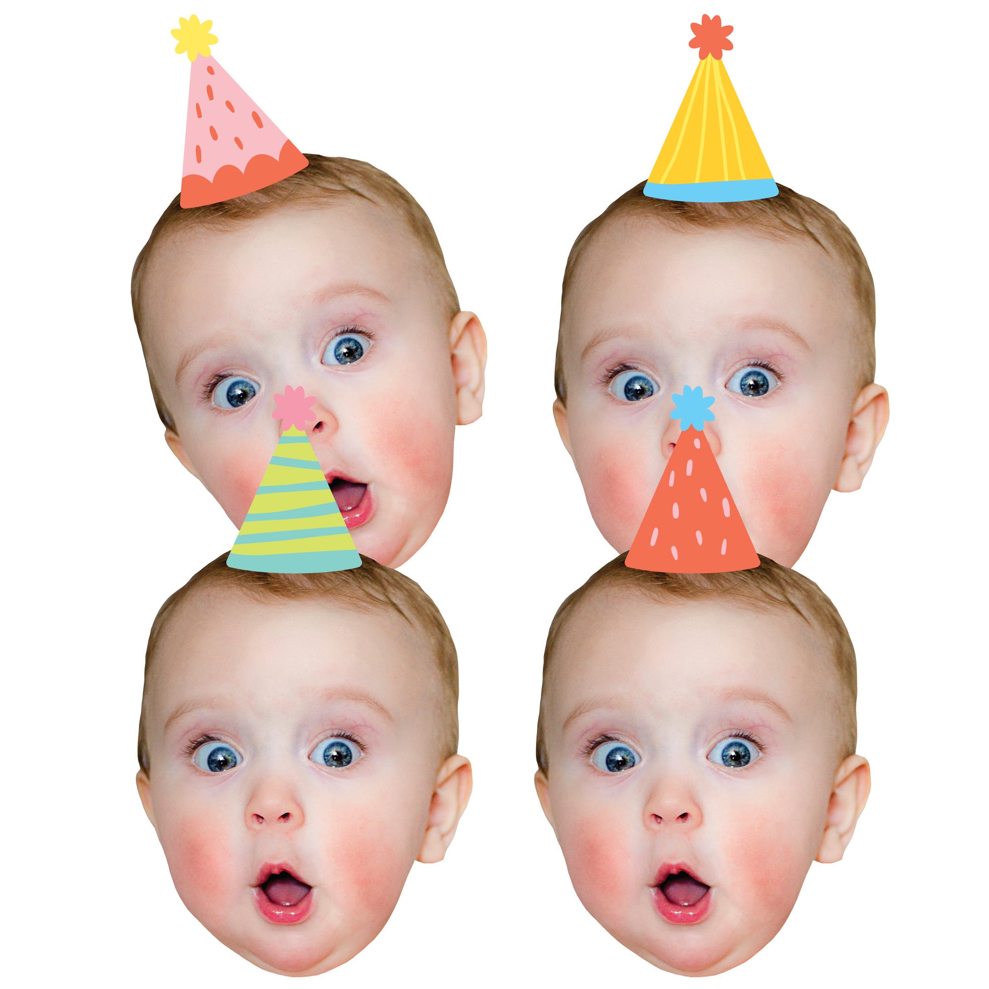 Custom Photo Party Time - Fun Face Decorations DIY Happy Birthday Party ...