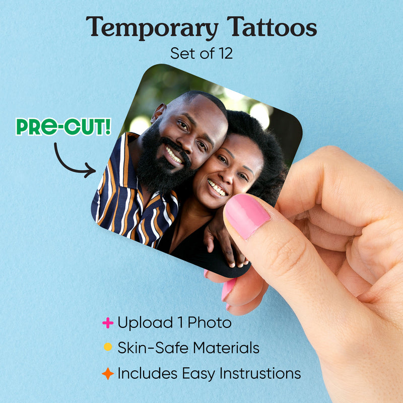 Big Dot of Happiness Personalized Photo Temporary Tattoos - Party Favors - Custom Picture Temporary Tattoos - Set of 12