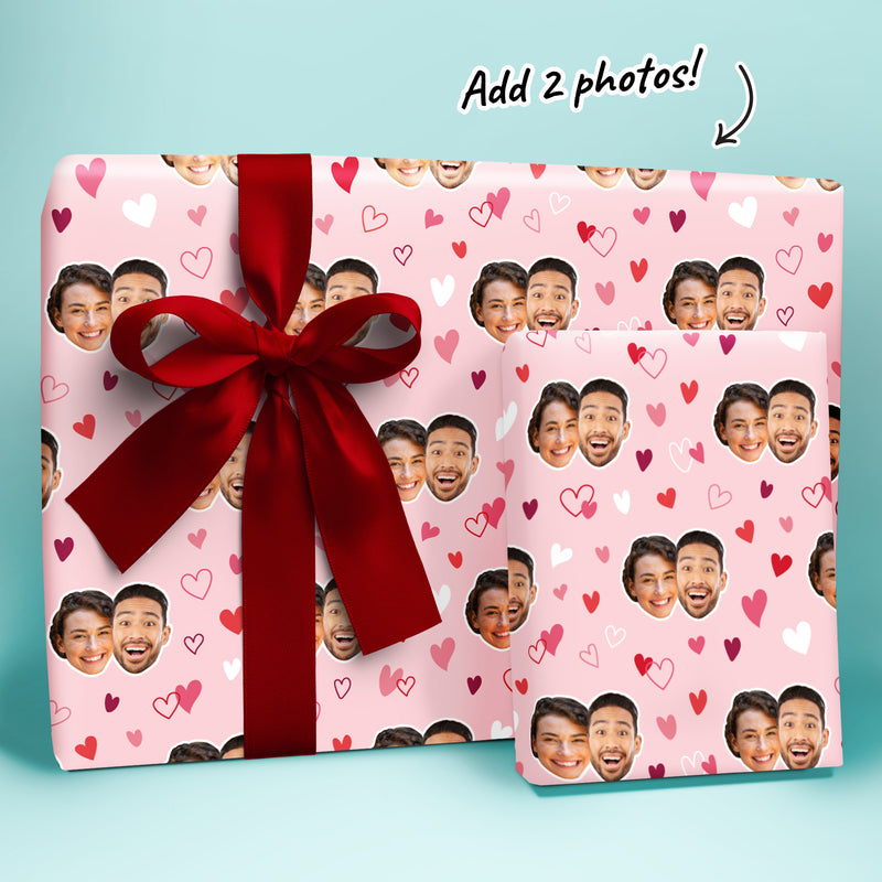 Custom Double Face Wrapping Paper - Pink & Red Hearts