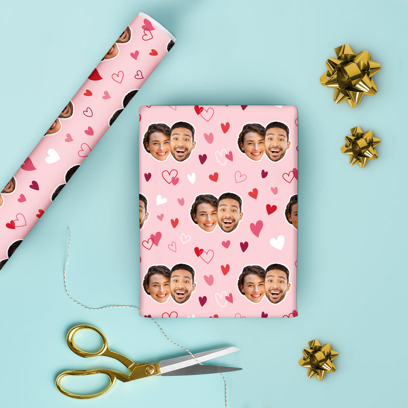 Custom Double Face Wrapping Paper - Pink & Red Hearts