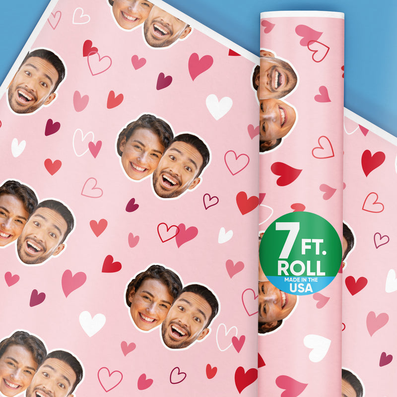 Custom Double Face Wrapping Paper - Pink & Red Hearts