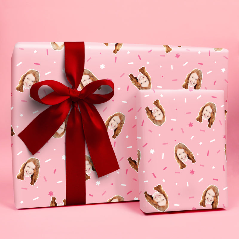 Custom Pink Wrapping Paper Fun Face