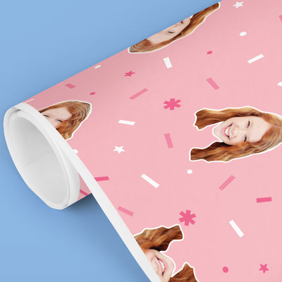 Custom Pink Wrapping Paper Fun Face