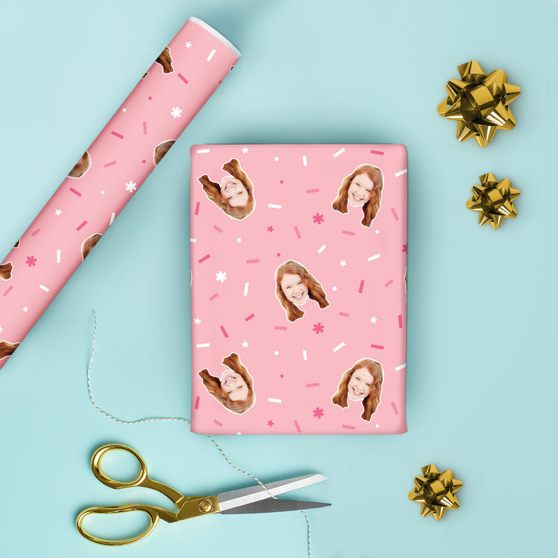 Custom Pink Wrapping Paper Fun Face