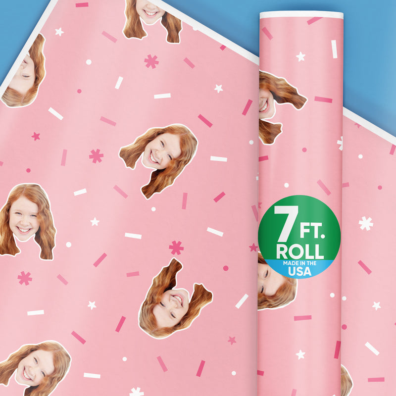 Custom Pink Wrapping Paper Fun Face