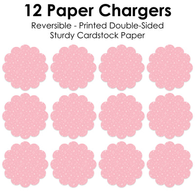 Pink Confetti Stars - Simple Party Round Table Decorations - Paper Chargers - Place Setting For 12