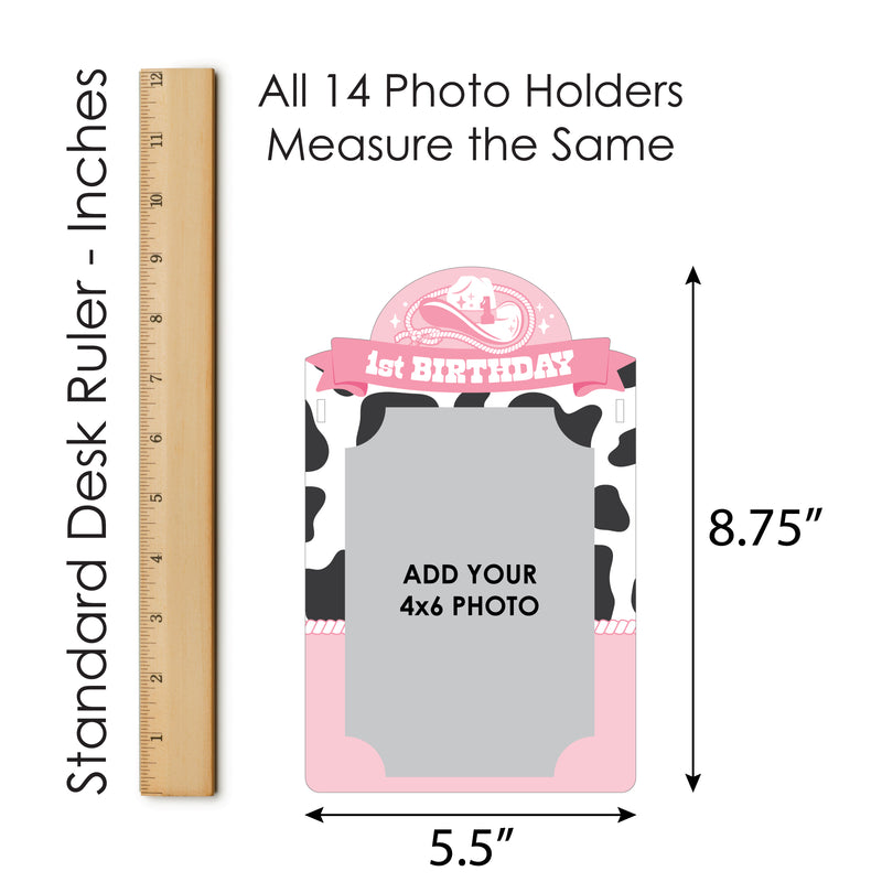 Pink First Rodeo - DIY Cowgirl 1st Birthday Decor - 1-12 Monthly Picture Display - Photo Banner