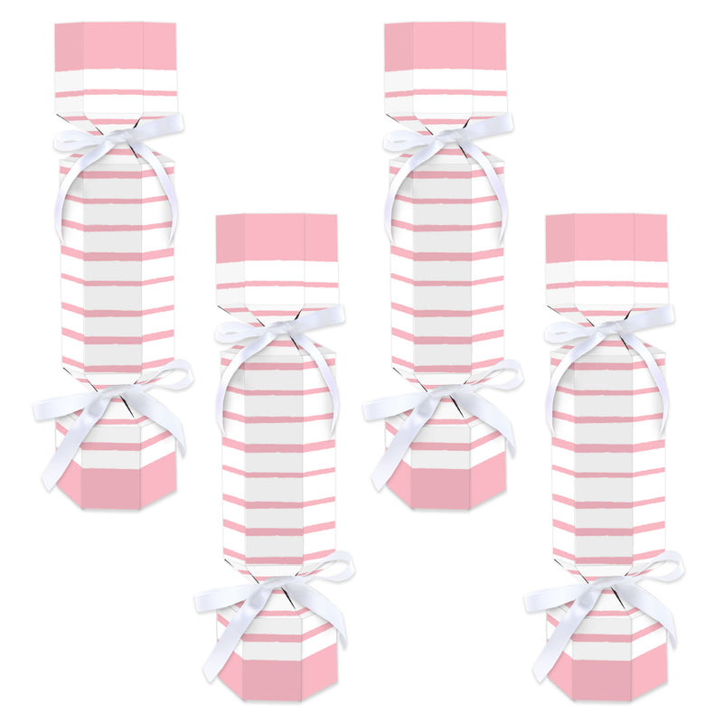 Pink Stripes - No Snap Simple Party Table Favors - DIY Cracker Boxes - Set of 12