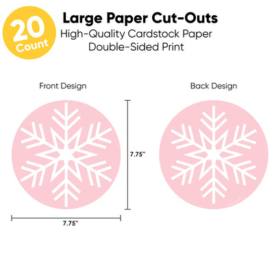 Pink Winter Wonderland - Assorted Decorations DIY Holiday Snowflake Birthday and Baby Shower Large Party Essentials - Set of 20