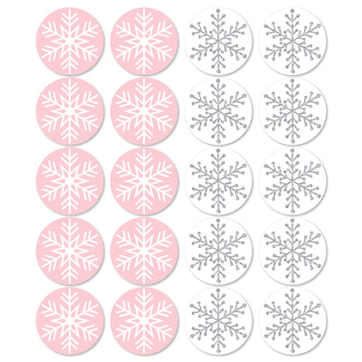 Pink Winter Wonderland - Assorted Decorations DIY Holiday Snowflake Birthday and Baby Shower Large Party Essentials - Set of 20