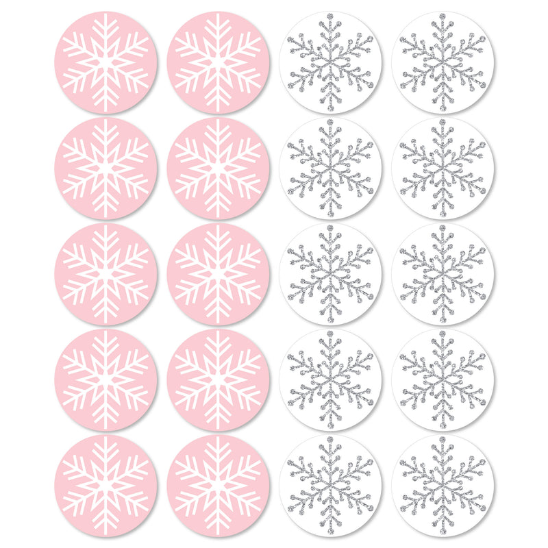 Pink Winter Wonderland - Assorted Decorations DIY Holiday Snowflake Birthday and Baby Shower Large Party Essentials - Set of 20