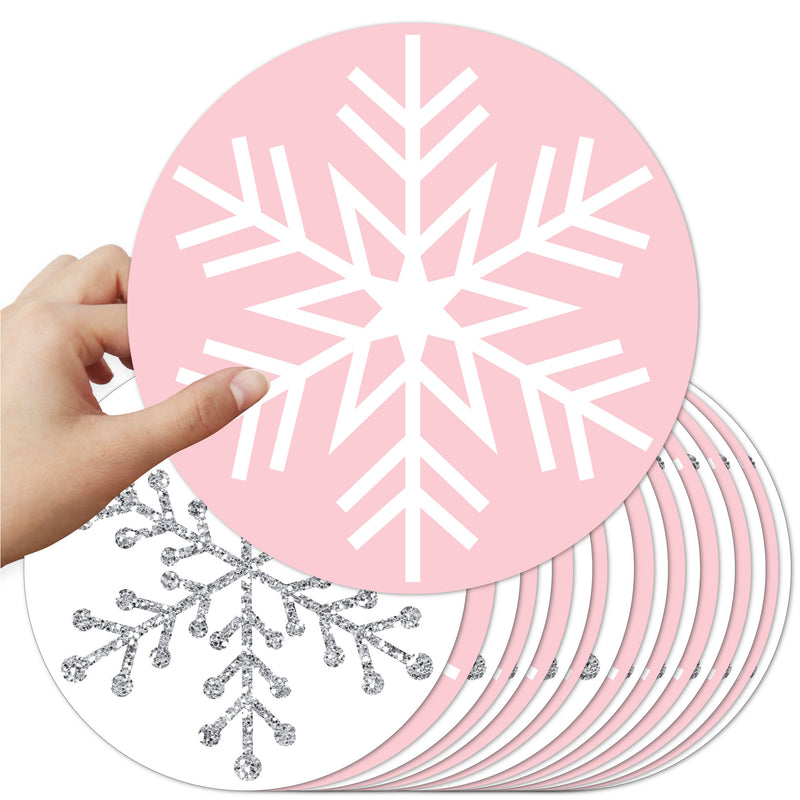 Pink Winter Wonderland - Assorted Decorations DIY Holiday Snowflake Birthday and Baby Shower Large Party Essentials - Set of 20