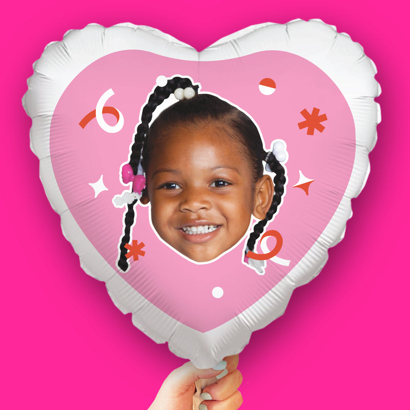 Personalized Fun Face Photo Pink Heart Balloons, Personalized Birthday Balloons, Girl Baby Shower Decorations, Bachelorette Party Decor, Bridal Shower, Custom Heart Double-Sided Mylar Balloon, 1 Piece