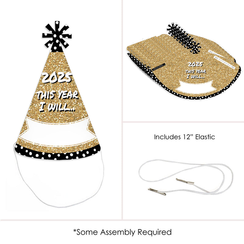 Pop, Fizz, Clink! - Cone Party Hats - 2025 New Year&