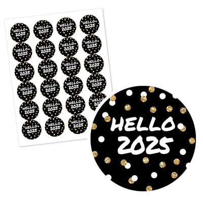 Pop, Fizz, Clink! - 2025 New Year's Eve Party Circle Sticker Labels - 24 Count