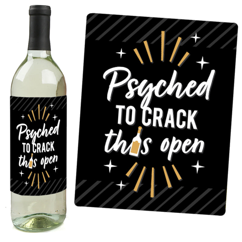 Psychology Grad - Psychologist Graduation Party Decorations for Women and Men - Wine Bottle Label Stickers - Set of 4