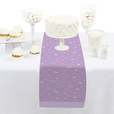 Purple Confetti Stars - Petite Simple Party Paper Table Runner - 12 x 60 inches