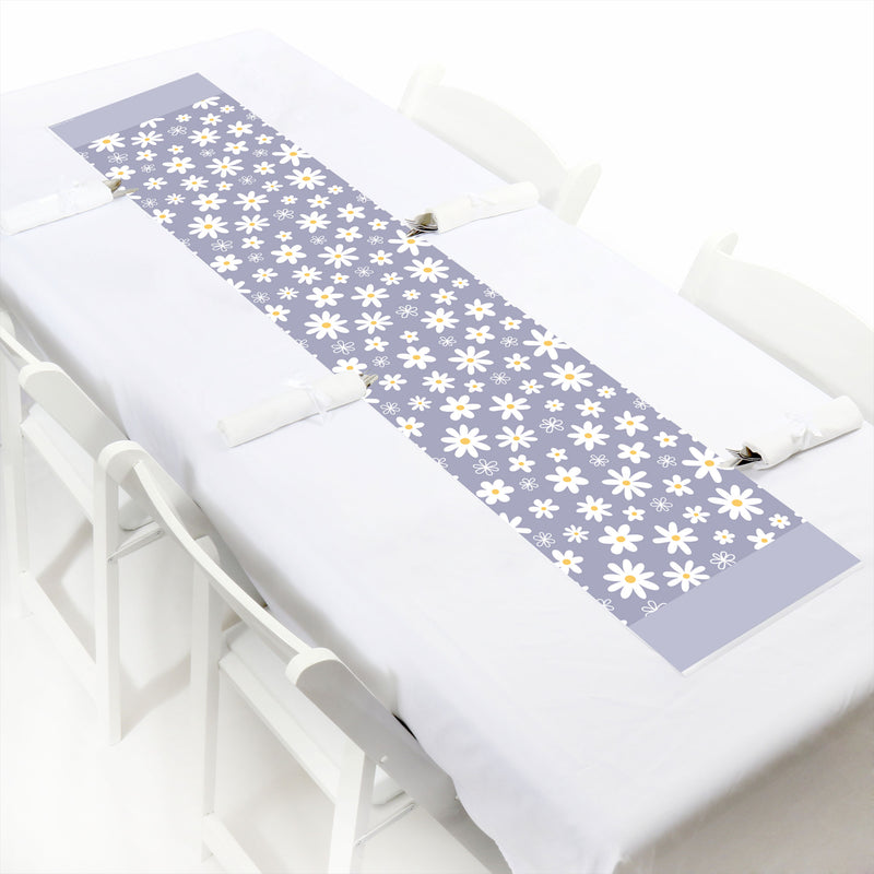 Purple Daisy Flowers - Petite Floral Party Paper Table Runner - 12 x 60 inches