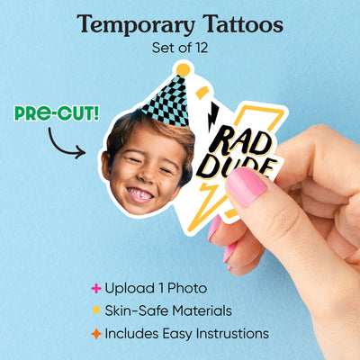 Custom Rad Dude Temporary Tattoos - 12 Ct