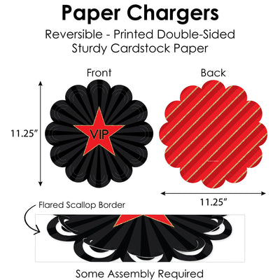 Red Carpet Hollywood - Movie Night Party Paper Charger and Table Decorations - Chargerific Kit - Place Setting for 8