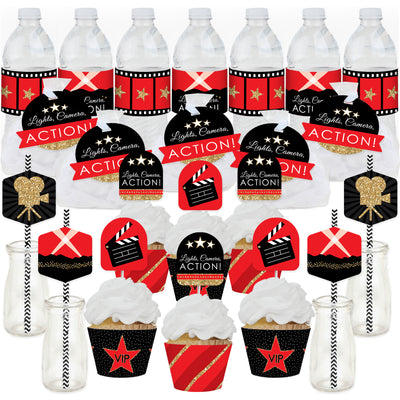 Red Carpet Hollywood - Movie Night Party Favors and Cupcake Kit - Fabulous Favor Party Pack - 100 Pieces