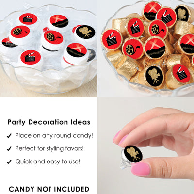 Red Carpet Hollywood - Movie Night Party Small Round Candy Stickers - Party Favor Labels - 324 Count