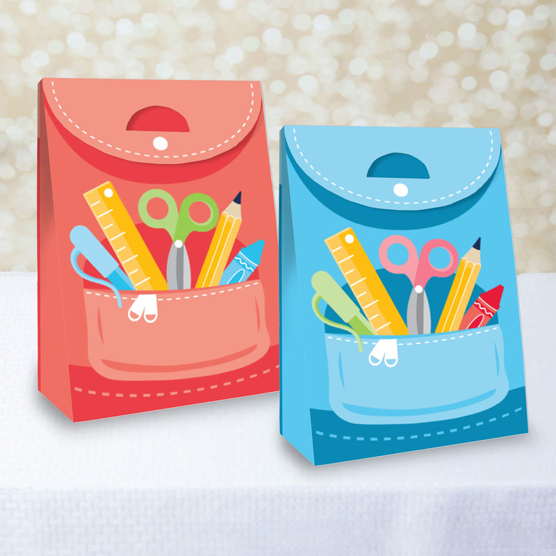 School Supplies - Kids Classroom Gift Favor Bags - Party Goodie Boxes - Set of 12