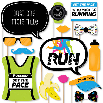 Set The Pace - Running - Track, Cross Country or Marathon Photo Booth Props Kit - 20 Count