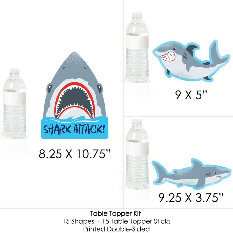 Shark Zone - Jawsome Shark Party or Birthday Party Centerpiece Sticks - Table Toppers - Set of 15