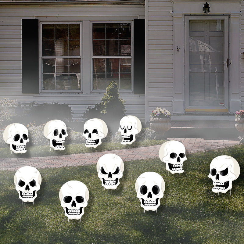 Skulls - Lawn Decorations - Outdoor Halloween Party Yard Decorations - 10 Piece