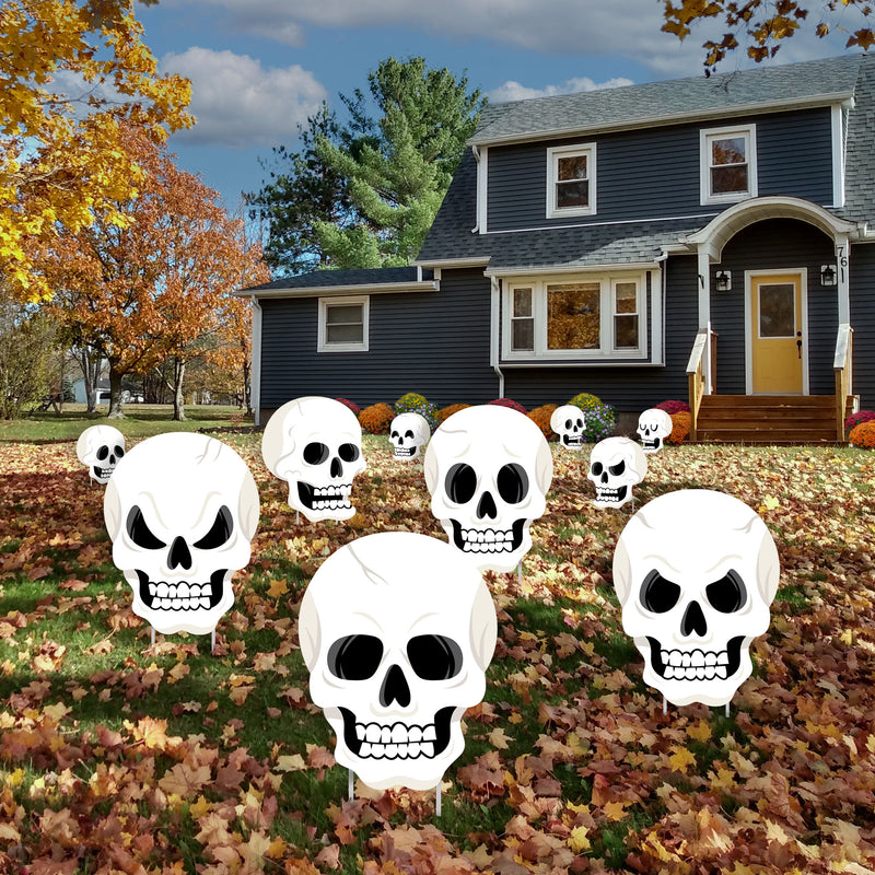 Skulls - Lawn Decorations - Outdoor Halloween Party Yard Decorations - 10 Piece