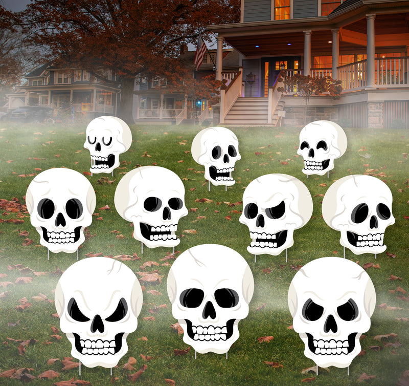 Skulls - Lawn Decorations - Outdoor Halloween Party Yard Decorations - 10 Piece